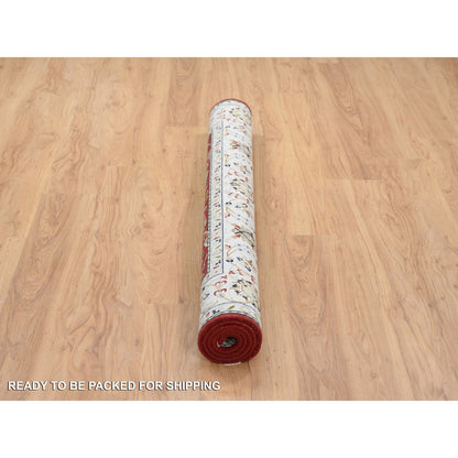 Fine Oriental Wool Hand Knotted Rug Red Ivory 5.0X5.1 -O064011