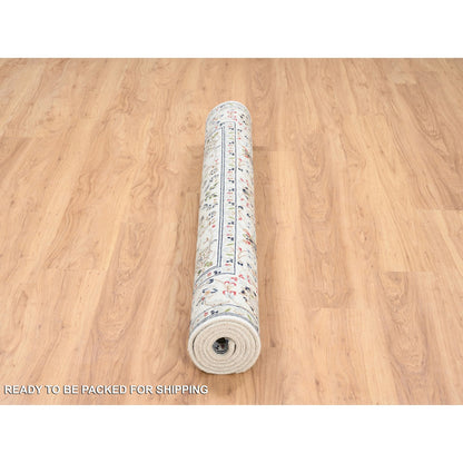Fine Oriental Wool Hand Knotted Rug Ivory Ivory 4.10X6.8 -O064030