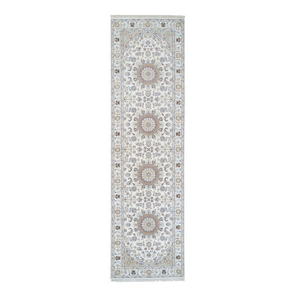 Fine Oriental Wool Hand Knotted Rug Ivory Ivory 4.0X14.7 -O064038