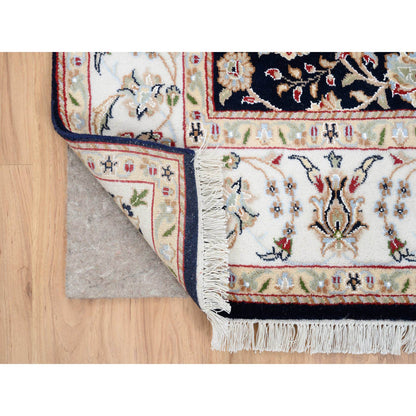 Fine Oriental Wool Hand Knotted Rug Blue Ivory 5.0X5.0 -O064043