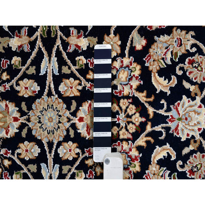 Fine Oriental Wool Hand Knotted Rug Blue Ivory 5.0X5.0 -O064043