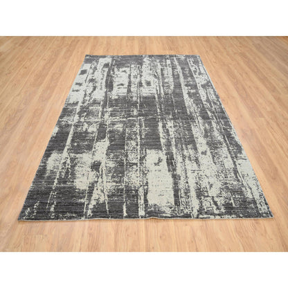 Modern and Contemporary Wool & Silk Hand Loomed Rug Black No Border 5.10X9.0 -O064047