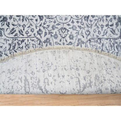 Transitional Wool & Silk Hand Knotted Rug Grey Gray 11.9X11.9 -O064058
