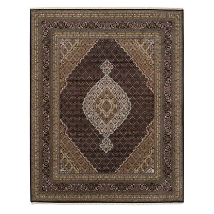 Fine Oriental Wool Hand Knotted Rug Black Black 7.9X10.0 -O064062