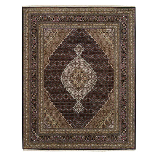 Fine Oriental Wool Hand Knotted Rug Black Black 7.9X10.0 -O064062