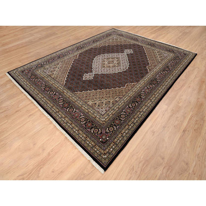 Fine Oriental Wool Hand Knotted Rug Black Black 7.9X10.0 -O064062