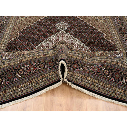Fine Oriental Wool Hand Knotted Rug Black Black 7.9X10.0 -O064062