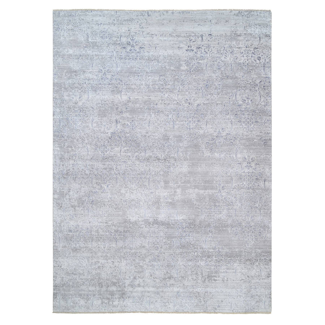 Transitional Wool & Silk Hand Knotted Rug Ivory No Border 10.0X13.10 -O064085
