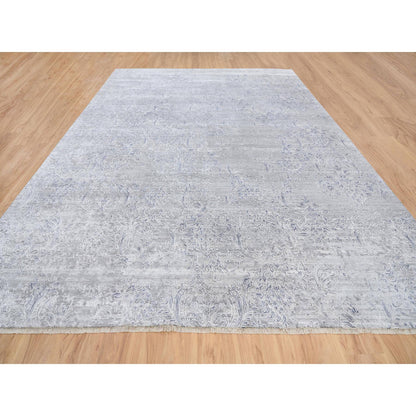 Transitional Wool & Silk Hand Knotted Rug Ivory No Border 10.0X13.10 -O064085
