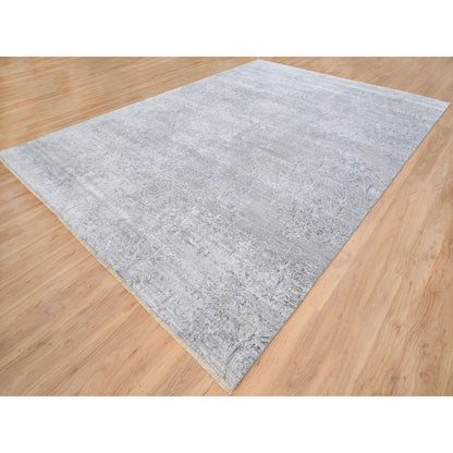 Transitional Wool & Silk Hand Knotted Rug Ivory No Border 10.0X13.10 -O064085