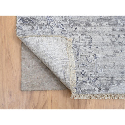 Transitional Wool & Silk Hand Knotted Rug Ivory No Border 10.0X13.10 -O064085