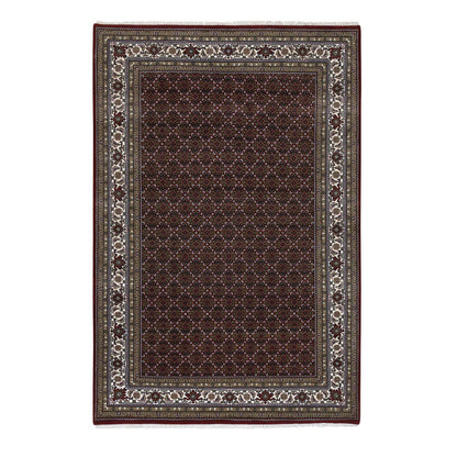 Fine Oriental Wool Hand Knotted Rug Red Ivory 5.9X8.9 -O064088