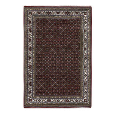 Fine Oriental Wool Hand Knotted Rug Red Ivory 5.9X8.9 -O064088