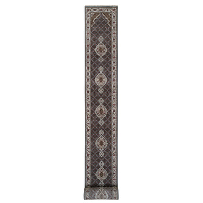 Fine Oriental Wool Hand Knotted Rug Grey Ivory 2.6X26.0 -O064089
