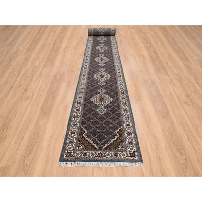 Fine Oriental Wool Hand Knotted Rug Grey Ivory 2.6X26.0 -O064089