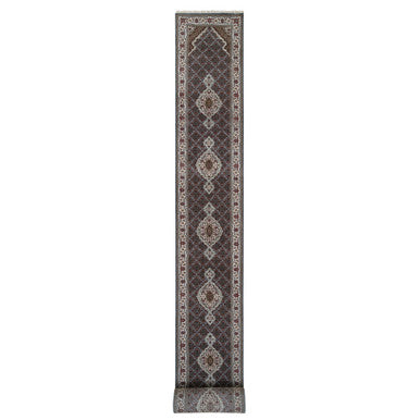 Fine Oriental Wool Hand Knotted Rug Grey Ivory 2.6X26.1 -O064090