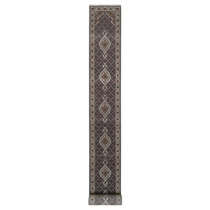 Fine Oriental Wool Hand Knotted Rug Grey Ivory 2.5X23.0 -O064091