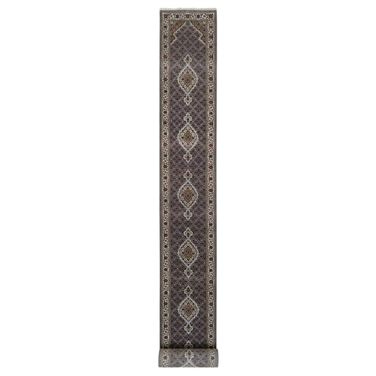 Fine Oriental Wool Hand Knotted Rug Grey Ivory 2.5X23.0 -O064091