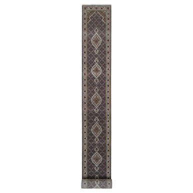 Fine Oriental Wool Hand Knotted Rug Grey Ivory 2.5X23.0 -O064091