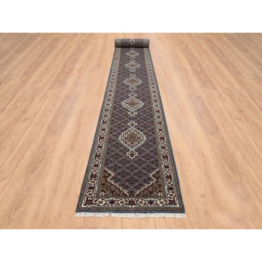 Fine Oriental Wool Hand Knotted Rug Grey Ivory 2.5X23.0 -O064091