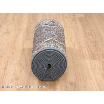 Fine Oriental Wool Hand Knotted Rug Grey Ivory 2.5X23.0 -O064091