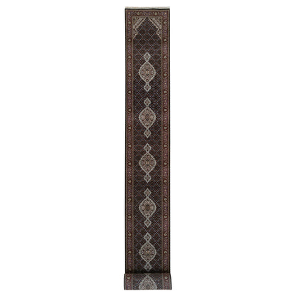 Fine Oriental Wool Hand Knotted Rug Black Red 2.6X26.3 -O064094