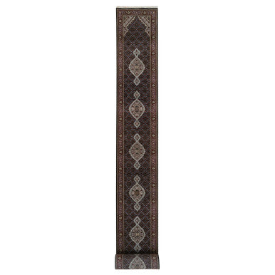 Fine Oriental Wool Hand Knotted Rug Black Red 2.6X26.3 -O064094
