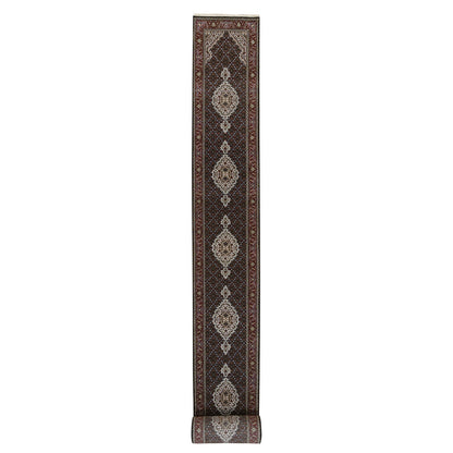 Fine Oriental Wool Hand Knotted Rug Black Red 2.4X27.1 -O064095