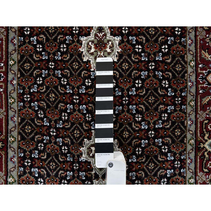 Fine Oriental Wool Hand Knotted Rug Black Red 2.4X27.1 -O064095