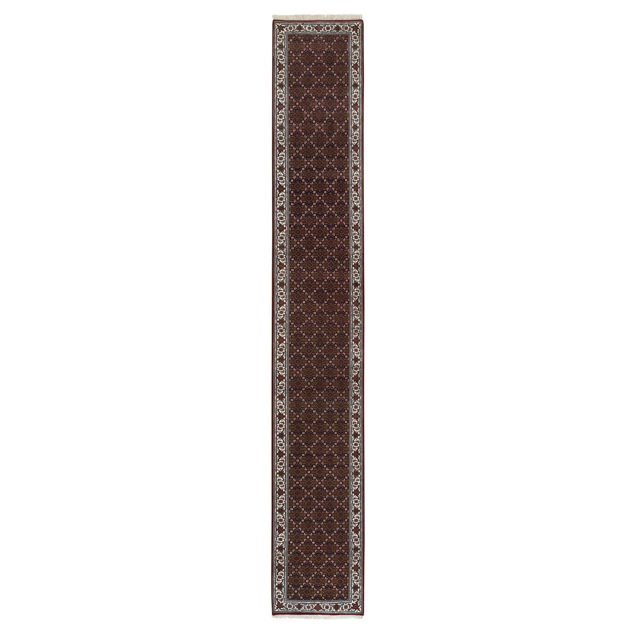 Fine Oriental Wool Hand Knotted Rug Red Ivory 2.1X13.10 -O064110