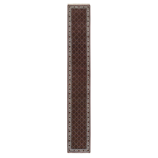 Fine Oriental Wool Hand Knotted Rug Red Ivory 2.1X13.10 -O064110