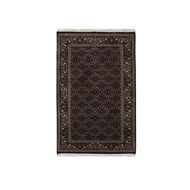 Fine Oriental Wool Hand Knotted Rug Black Black 3.0X5.2 -O064117