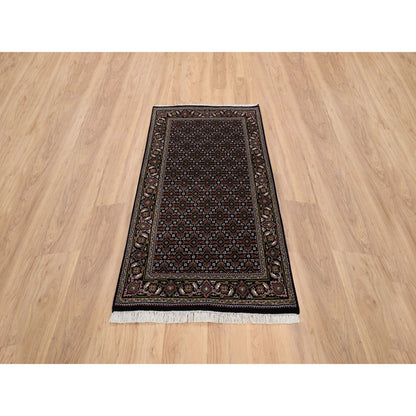 Fine Oriental Wool Hand Knotted Rug Black Black 3.0X5.2 -O064117