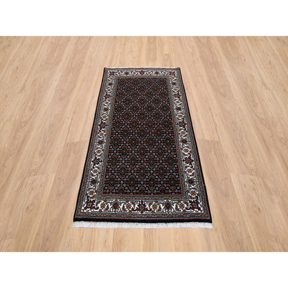 Fine Oriental Wool Hand Knotted Rug Black Ivory 3.0X5.1 -O064121