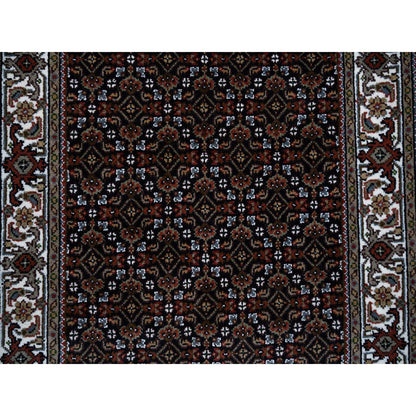 Fine Oriental Wool Hand Knotted Rug Black Ivory 3.0X5.1 -O064121