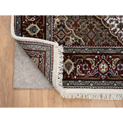Fine Oriental Silk & Cotton Blend Hand Knotted Rug Ivory Red 4.0X6.1 -O064122
