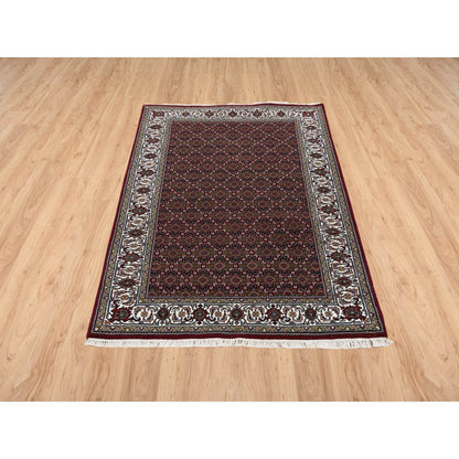 Fine Oriental Wool Hand Knotted Rug Red Ivory 4.0X6.0 -O064123