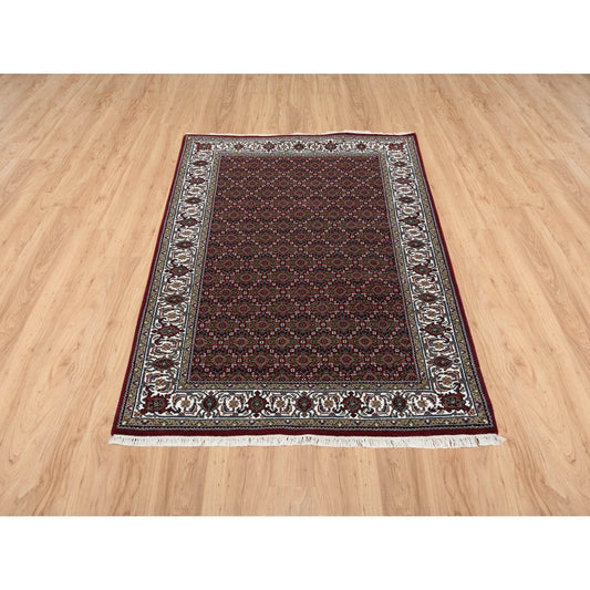 Fine Oriental Wool Hand Knotted Rug Red Ivory 4.0X6.0 -O064123