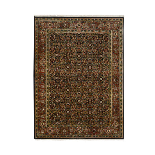 Fine Oriental Wool Hand Knotted Rug Black Red 5.2X7.4 -O064125