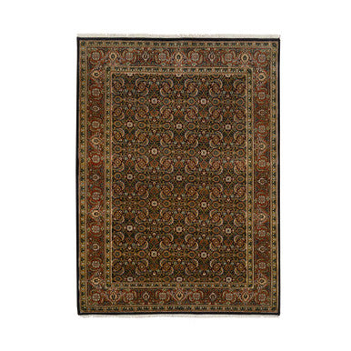 Fine Oriental Wool Hand Knotted Rug Black Red 5.2X7.4 -O064125