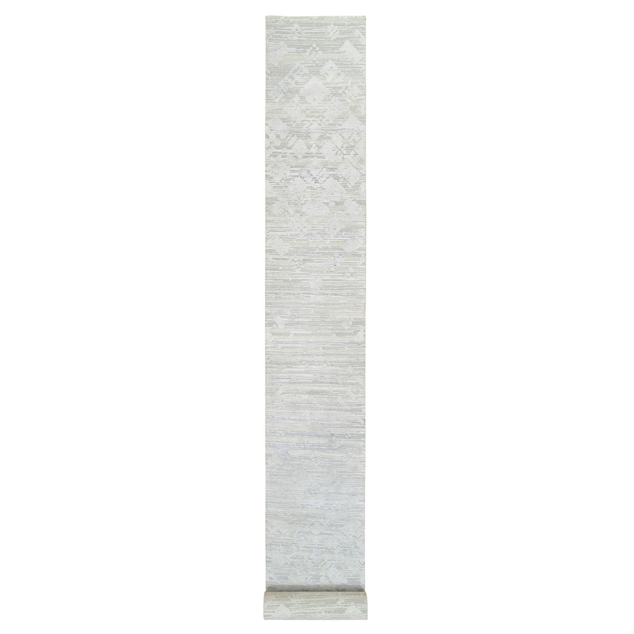 Gray 2'7" x 24'3" Modern and Contemporary Hand knotted Wool Rug - Sku: O064136