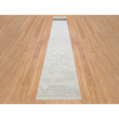 Modern and Contemporary Wool Hand Knotted Rug Grey No Border 2.7X24.3 -O064136