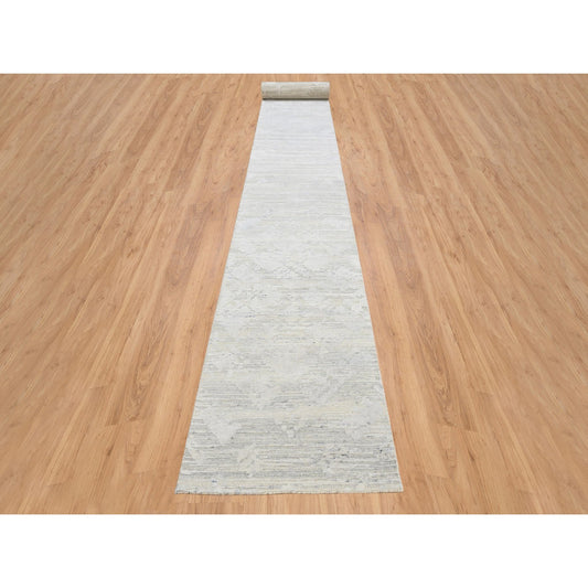 Modern and Contemporary Wool Hand Knotted Rug Grey No Border 2.7X24.3 -O064136