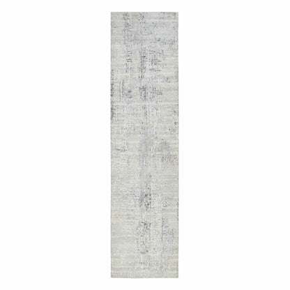 Modern and Contemporary Wool Hand Knotted Rug Grey No Border 2.6X10.1 -O064139