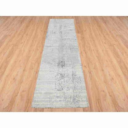 Modern and Contemporary Wool Hand Knotted Rug Grey No Border 2.6X10.1 -O064139