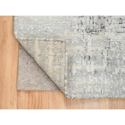Modern and Contemporary Wool Hand Knotted Rug Grey No Border 2.6X10.1 -O064139
