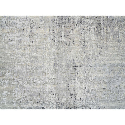 Modern and Contemporary Wool Hand Knotted Rug Grey No Border 2.6X10.1 -O064139