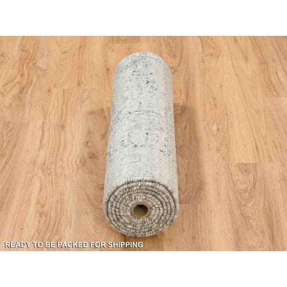 Modern and Contemporary Wool Hand Knotted Rug Grey No Border 2.6X10.1 -O064139