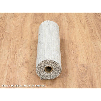 Modern and Contemporary Wool Hand Knotted Rug Grey No Border 2.6X9.9 -O064140