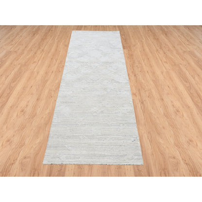 Modern and Contemporary Wool Hand Knotted Rug Grey No Border 2.7X8.2 -O064147
